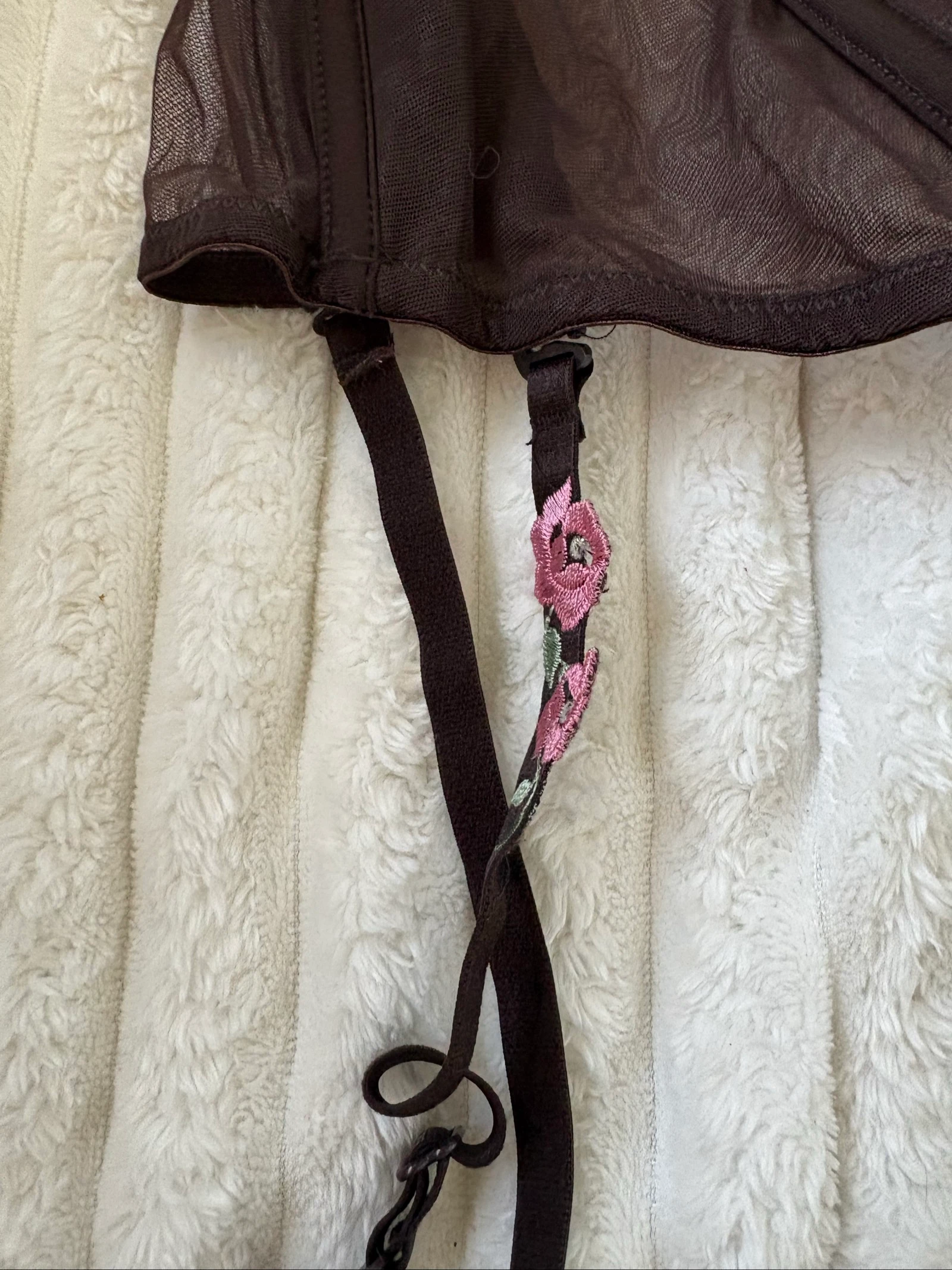 Bustier guêpière con portejarretes para mujer, estilo vintage con bordado de flores – photo 5